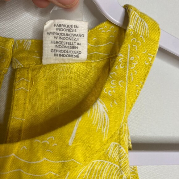 C&C California Yellow 100%Linen Sundress Palm Tree Beach Print Hi-Lo Size XS - Picture 7 of 13